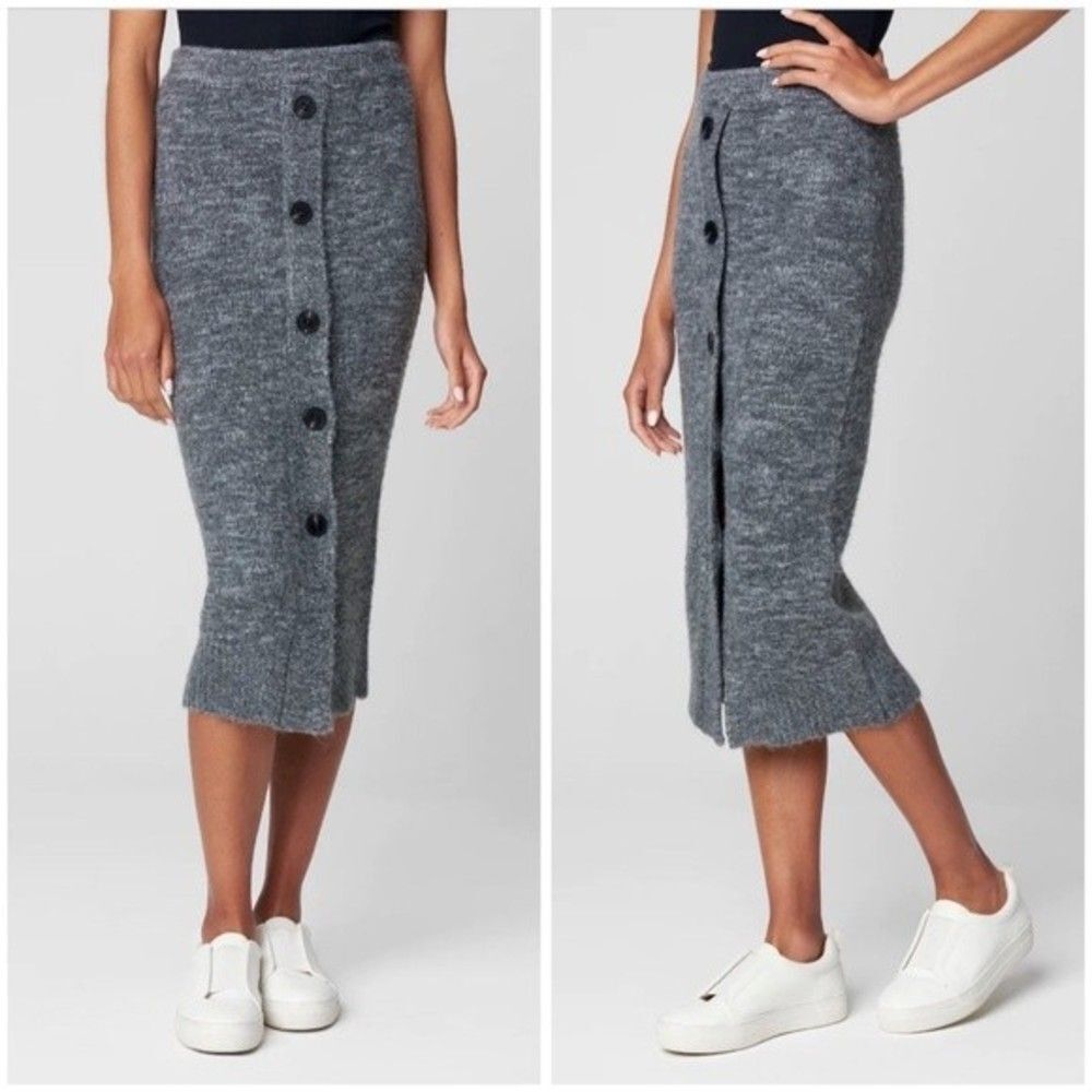NWT Blank NYC Size M Catch Ya Later Knit Straight Pencil Skirt Gray